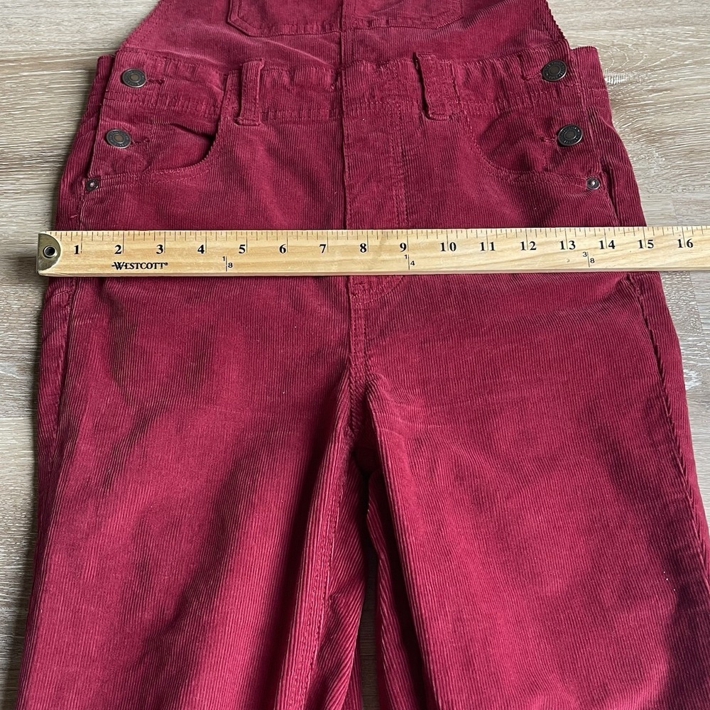 We The Free Corduroy Overalls Women Red Burgundy Boho Stretch Slim Leg Hippie - Picture 4 of 10